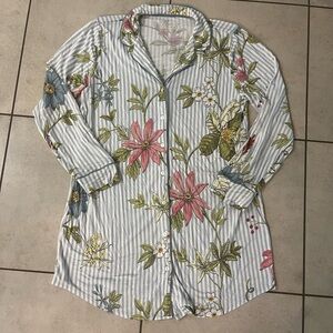 Spartina 449 Floral Striped Button-Up pajama dress